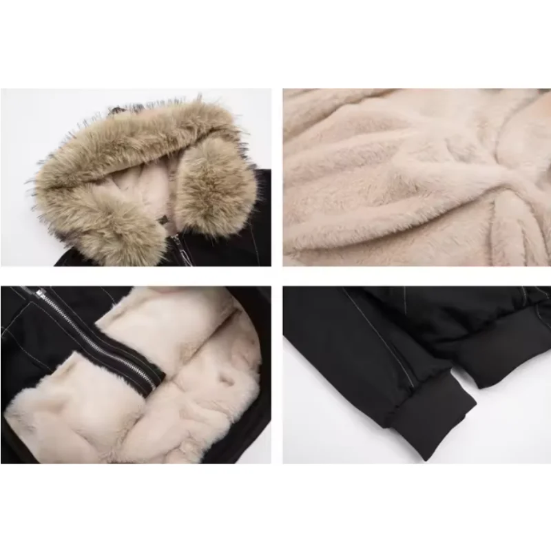 Fur Collar Hooded Parkas Y2k Harajuku Thicken Padded Jackets Casual Zipper Gothic Women&Men Winter Coats Punk Streetwear New кур