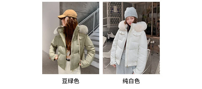 Fashion Multi Pockets Hooded Parkas for Women Winter Thick Warm Padded Jacket Female Solid Color Korean Cropped Puffer Jackets
