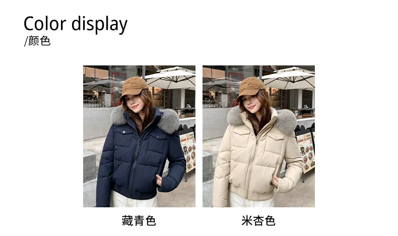Fashion Multi Pockets Hooded Parkas for Women Winter Thick Warm Padded Jacket Female Solid Color Korean Cropped Puffer Jackets
