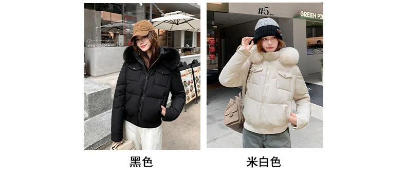 Fashion Multi Pockets Hooded Parkas for Women Winter Thick Warm Padded Jacket Female Solid Color Korean Cropped Puffer Jackets