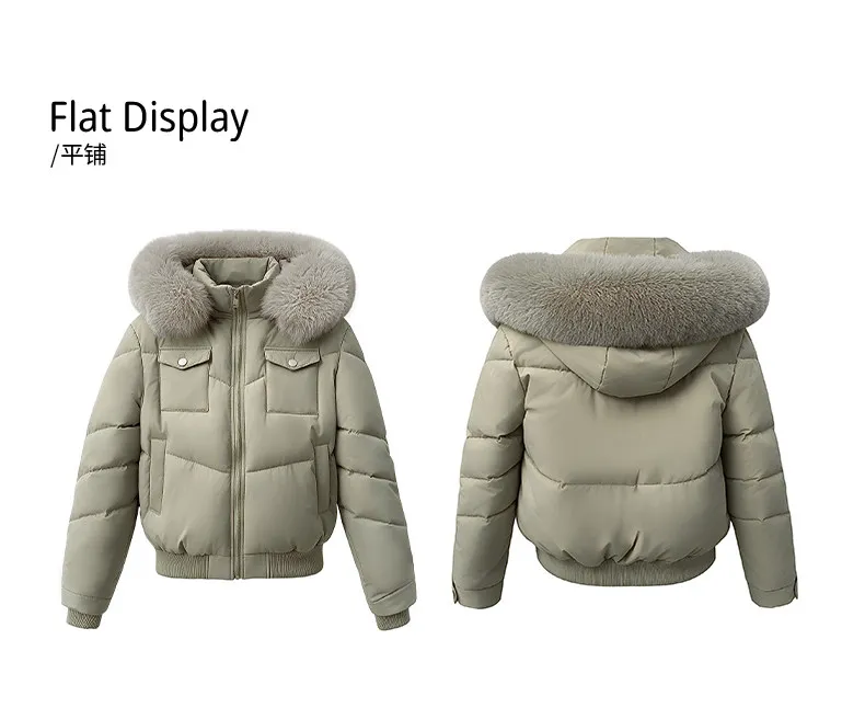 Fashion Multi Pockets Hooded Parkas for Women Winter Thick Warm Padded Jacket Female Solid Color Korean Cropped Puffer Jackets