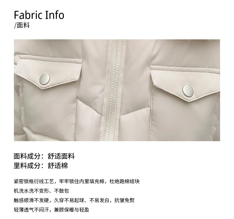 Fashion Multi Pockets Hooded Parkas for Women Winter Thick Warm Padded Jacket Female Solid Color Korean Cropped Puffer Jackets
