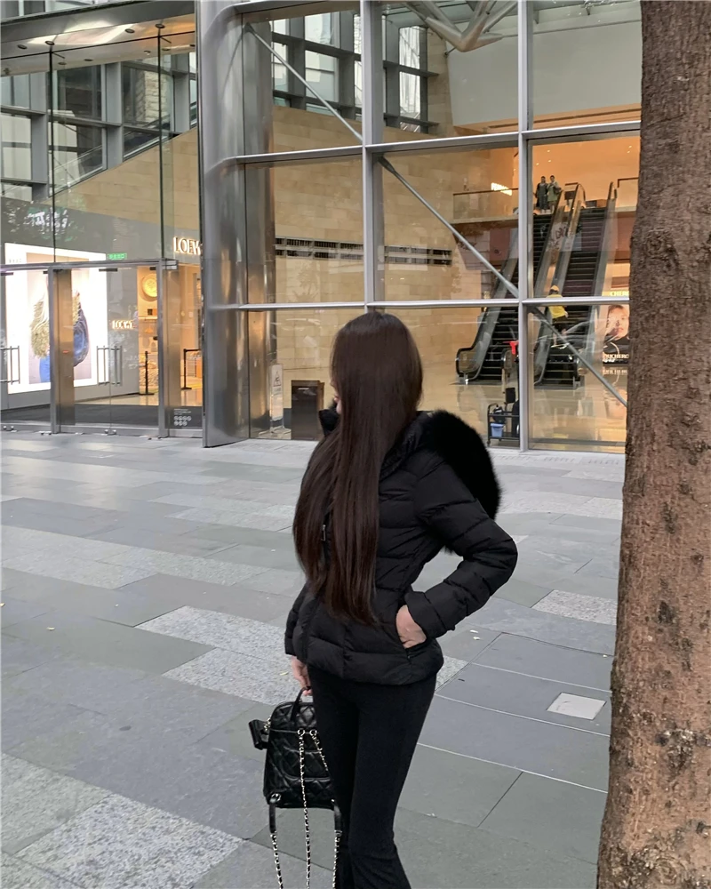 Korean Sweet Girl Fur Collar Hooded Cotton Jacket for Women's Winter Slim Fit Thickened Fashion White Cotton Clip Short Jacket