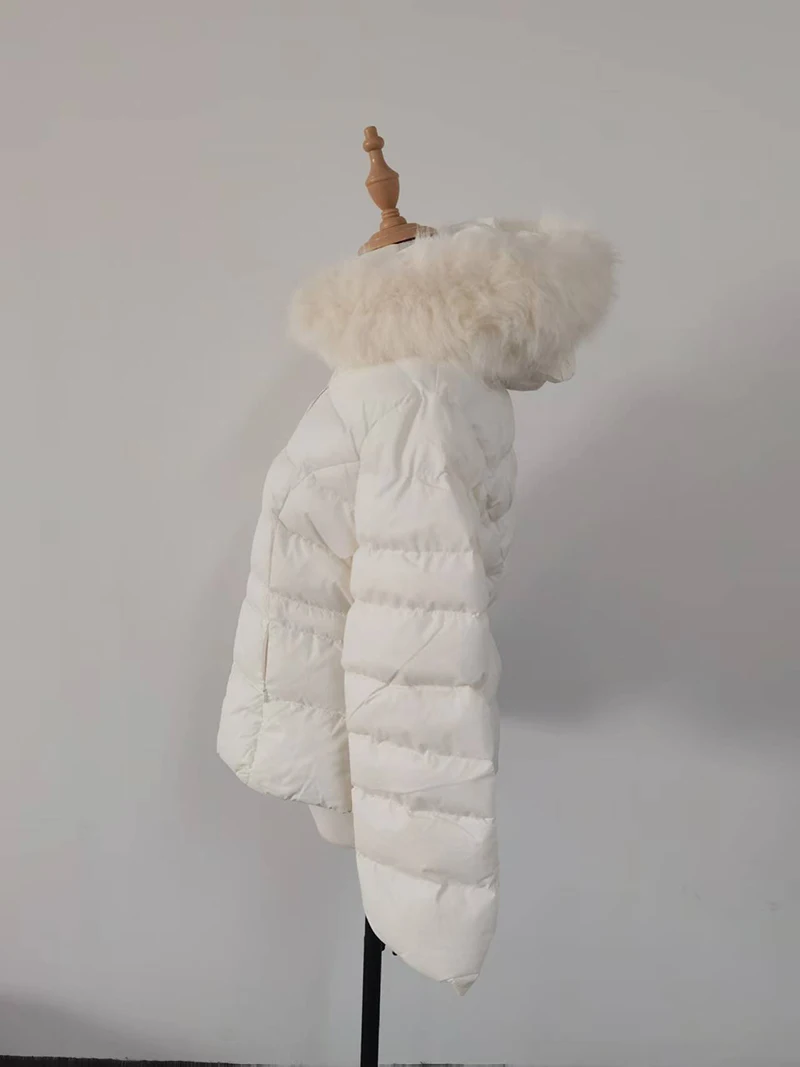 Korean Sweet Girl Fur Collar Hooded Cotton Jacket for Women's Winter Slim Fit Thickened Fashion White Cotton Clip Short Jacket