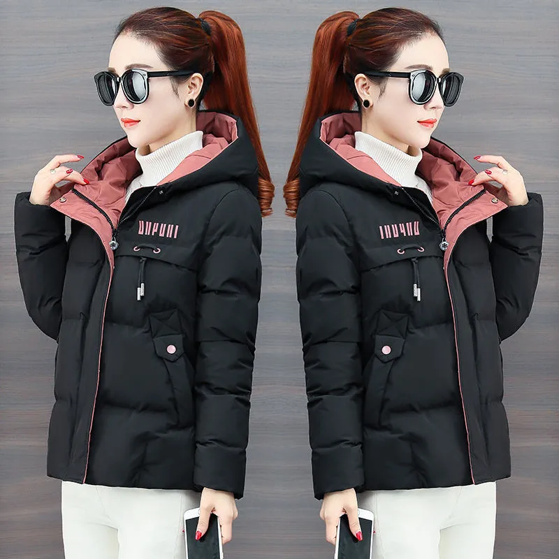 winter jacket women 2025 new Casual Parka Hooded Thick Down Cotton Padded Parka Female Jacket Short Coat Slim Warm Outwear