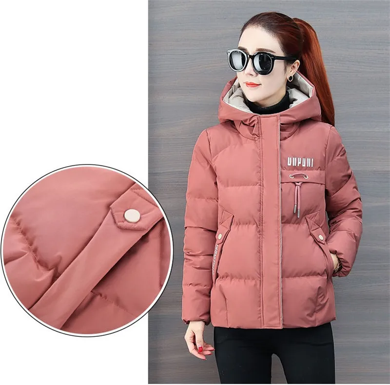 winter jacket women 2025 new Casual Parka Hooded Thick Down Cotton Padded Parka Female Jacket Short Coat Slim Warm Outwear