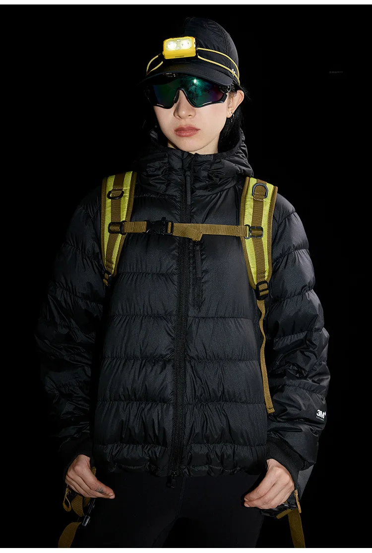 HKSH Outdoor Light Sport Color Contrast Hooded Down Jacket Women's Winter Mountain Leisure Waterproof Climbing Cotton Coat H2887