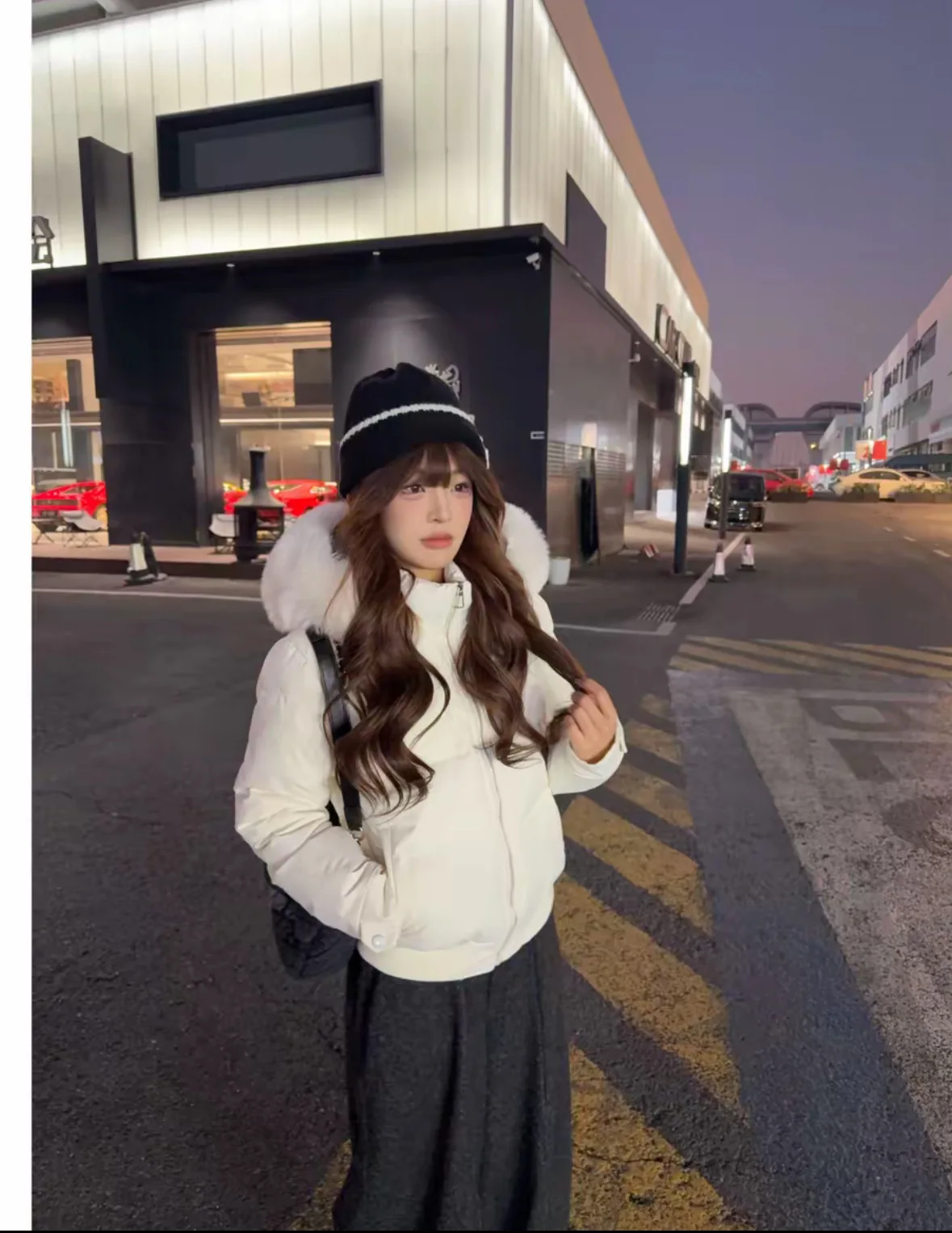 Retro British Short Hooded Parkas Women Winter Detachable Faux-Fur Collar Padded Jacket Woman Solid Multi Pockets Puffer Jackets