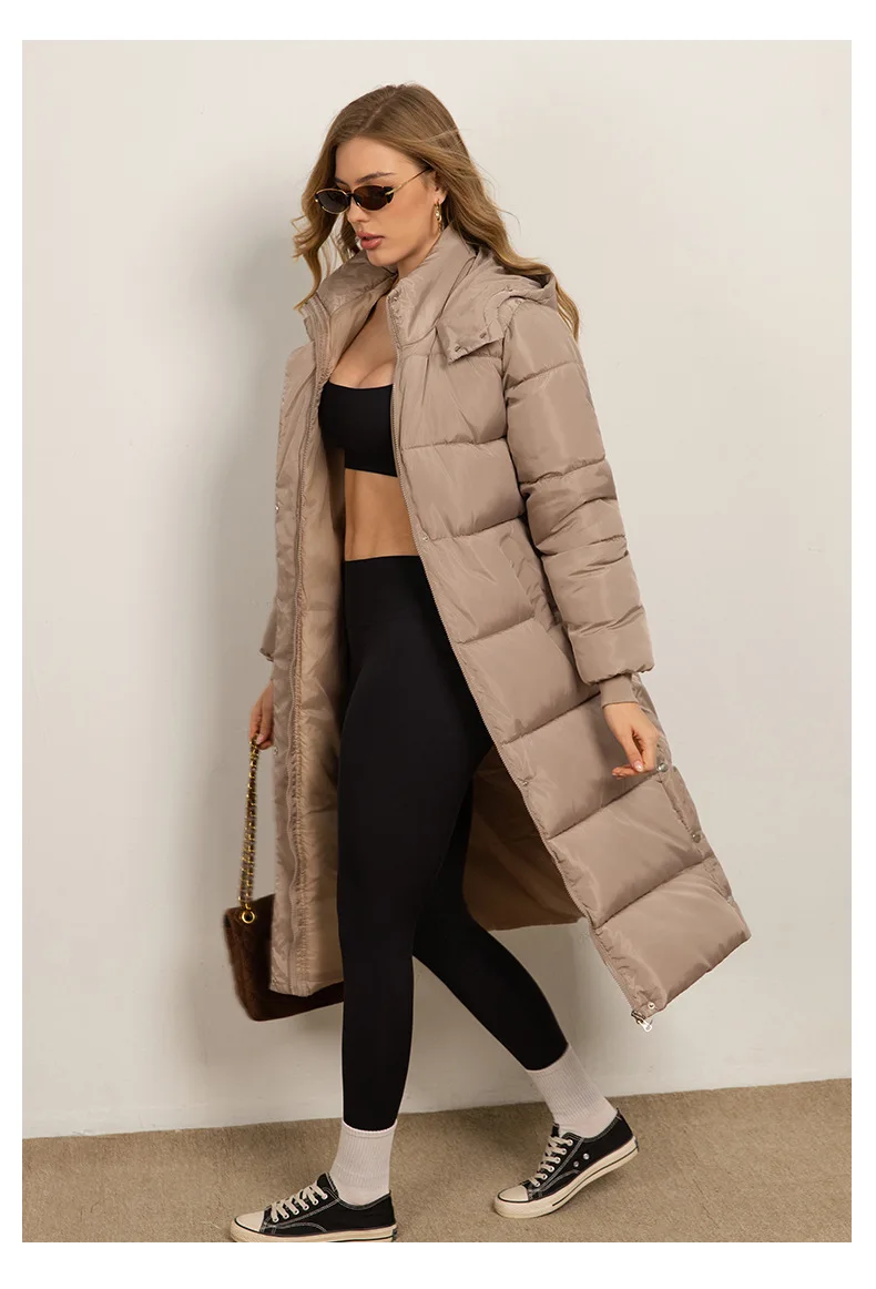 Women Long Coats Parkas Hooded Zipper Jackets Full Sleeve Thick Warm Y2k Streetwear Elegant Jacket Coat Autumn Winter 2026