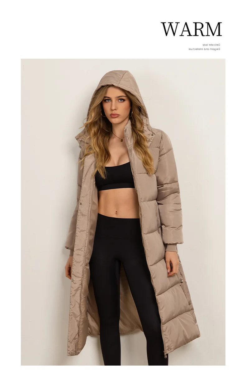 Women Long Coats Parkas Hooded Zipper Jackets Full Sleeve Thick Warm Y2k Streetwear Elegant Jacket Coat Autumn Winter 2026