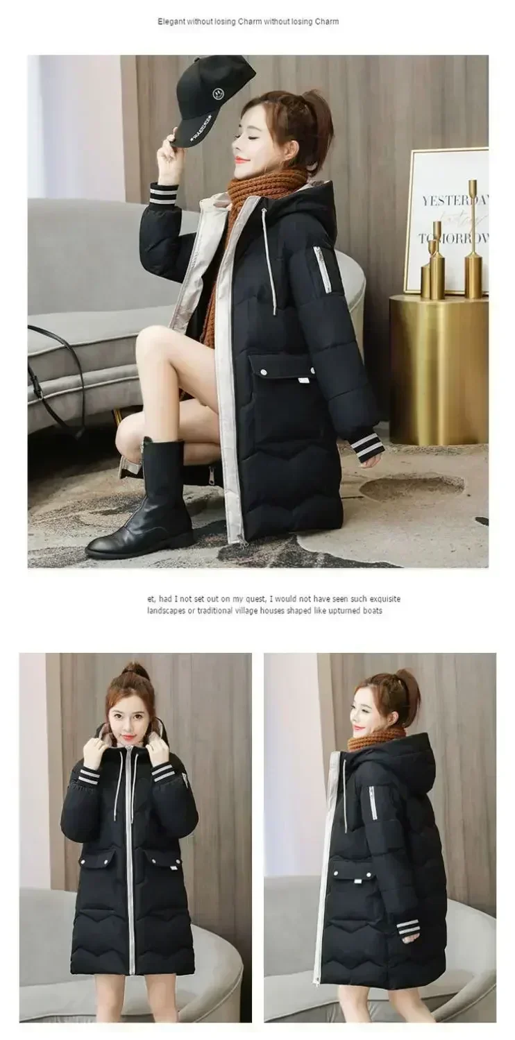 Winter Women Jacket Coats Long Parkas Female Down Cotton Hooded Overcoat Thick Warm Jackets Windproof Casual Student Coat 2026