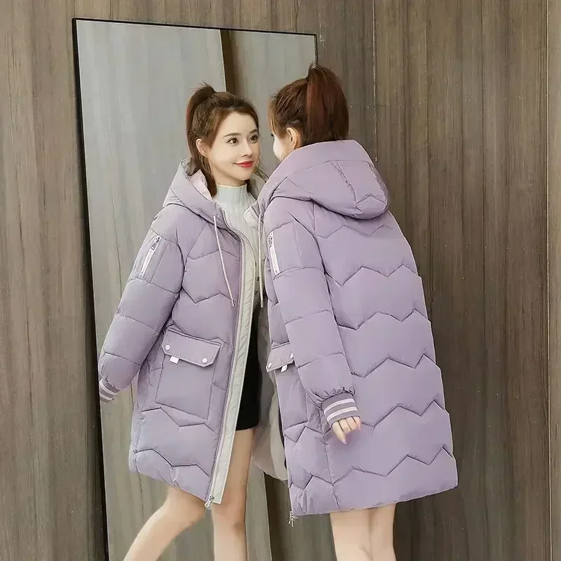 Winter Women Jacket Coats Long Parkas Female Down Cotton Hooded Overcoat Thick Warm Jackets Windproof Casual Student Coat 2026