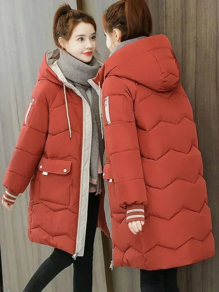 Winter Women Jacket Coats Long Parkas Female Down Cotton Hooded Overcoat Thick Warm Jackets Windproof Casual Student Coat 2026