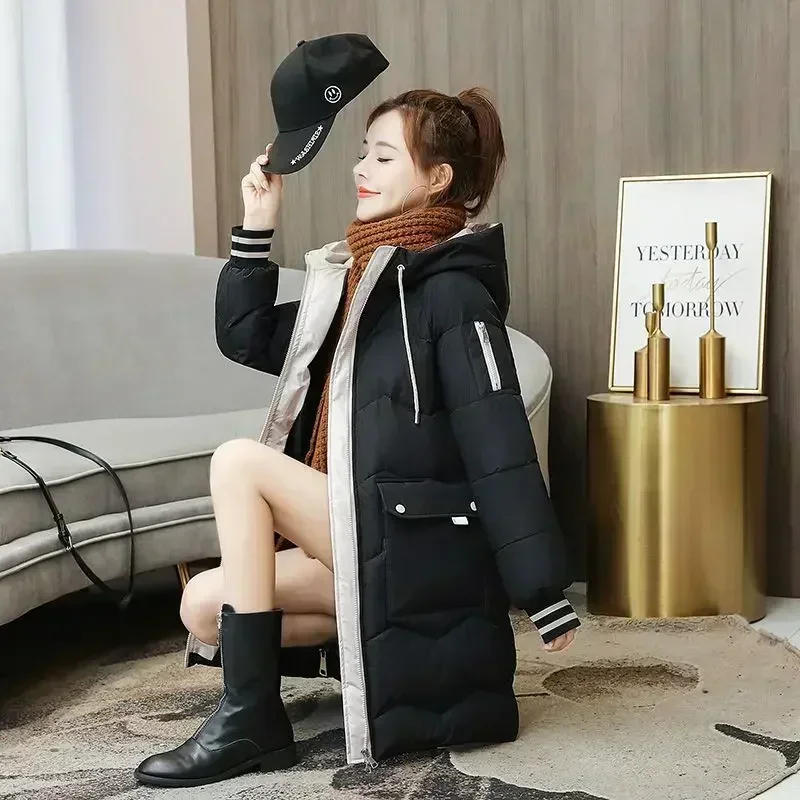 Winter Women Jacket Coats Long Parkas Female Down Cotton Hooded Overcoat Thick Warm Jackets Windproof Casual Student Coat 2026