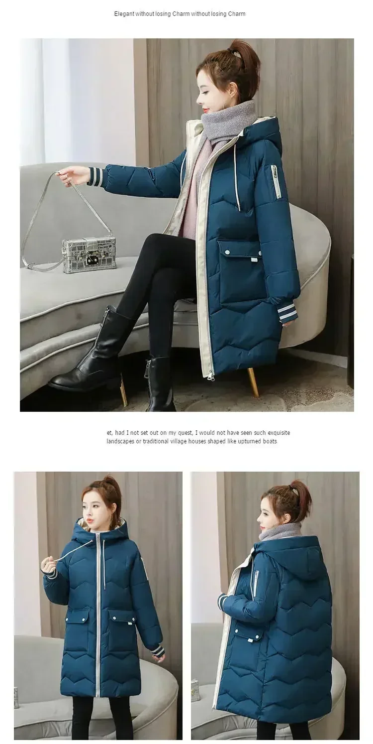 Winter Women Jacket Coats Long Parkas Female Down Cotton Hooded Overcoat Thick Warm Jackets Windproof Casual Student Coat 2026
