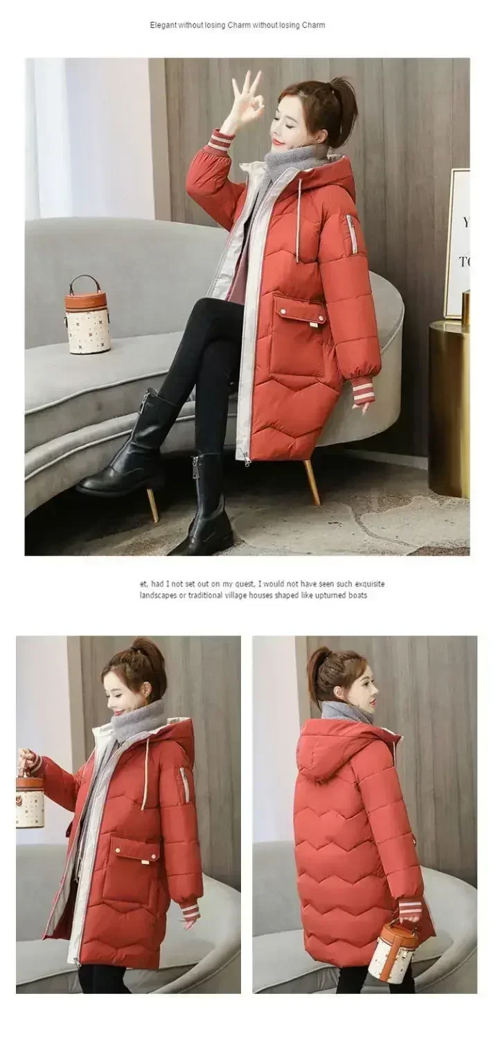 Winter Women Jacket Coats Long Parkas Female Down Cotton Hooded Overcoat Thick Warm Jackets Windproof Casual Student Coat 2026