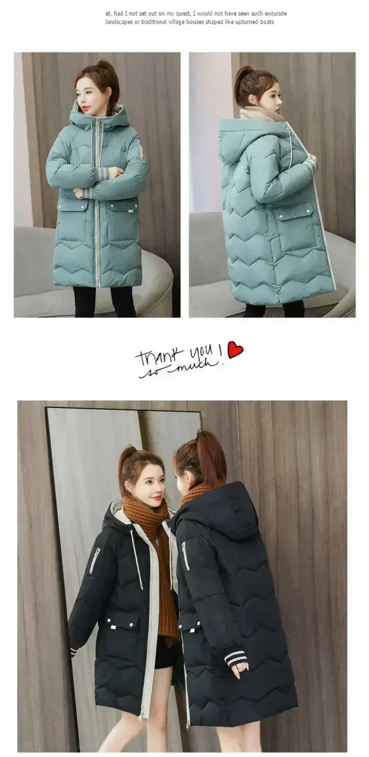 Winter Women Jacket Coats Long Parkas Female Down Cotton Hooded Overcoat Thick Warm Jackets Windproof Casual Student Coat 2026