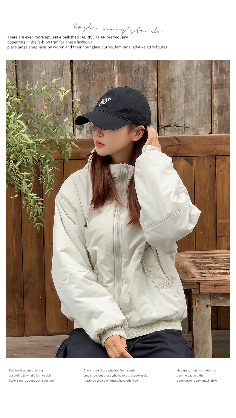 American Retro New Women Tops Parkas Coats Winter Fur Collar Hooded Long Sleeve Loose All Match Female Quilted Jacket Clothing