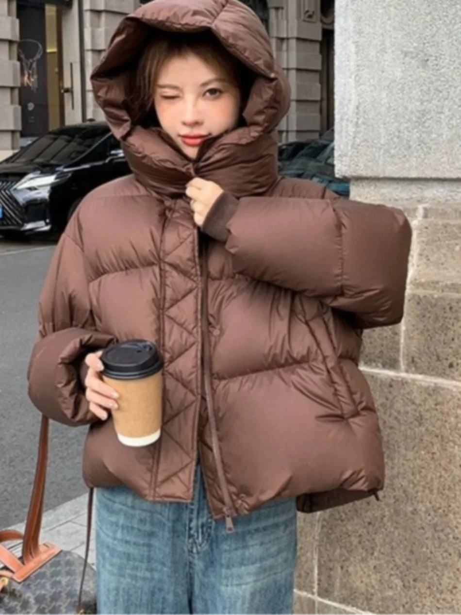 2026 New Winter  Puffer Jacket Women Fashion Hooded Down Cotton Overcoat Female Loose Casual Warm Parkas Outerwear