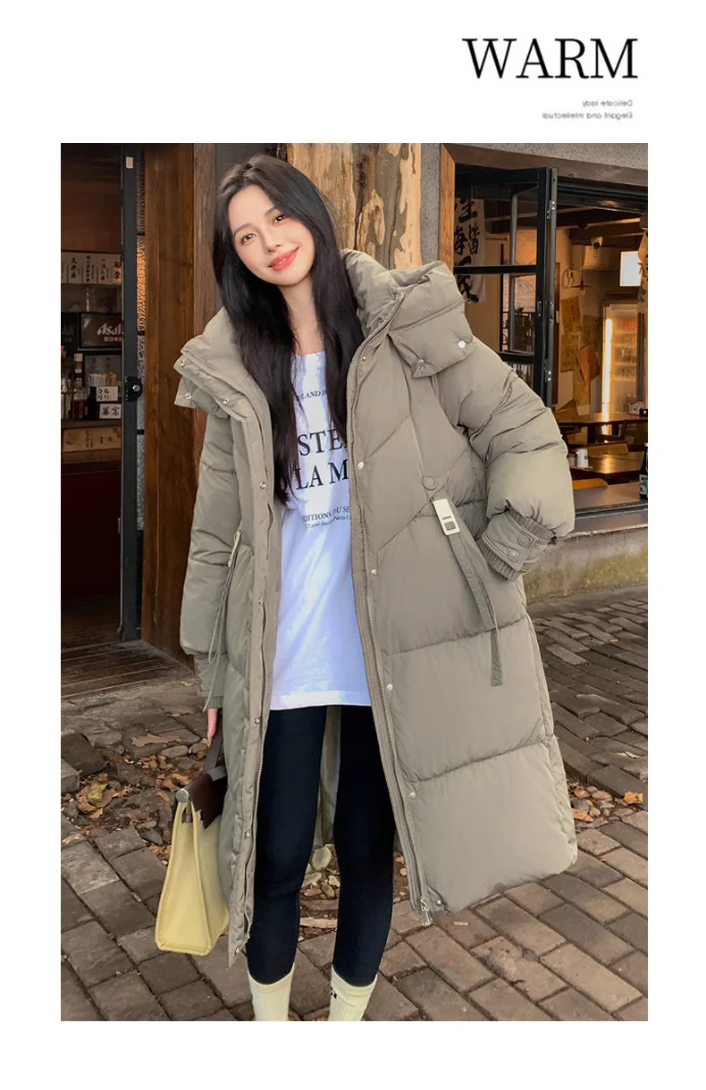 Cotton Coat Jacket Parkas Women Hooded Puffer Padded Jackets Mid Length Zipper Thick Warm Windproof Outerwear Overcoat Winter