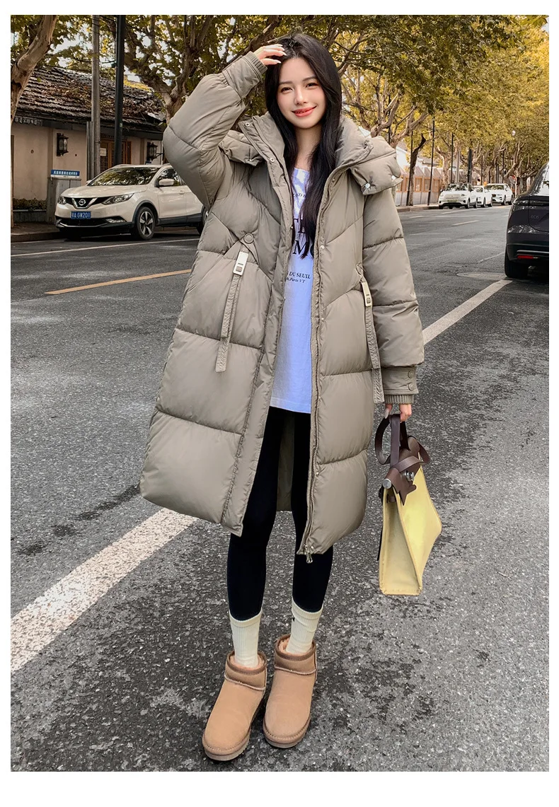 Cotton Coat Jacket Parkas Women Hooded Puffer Padded Jackets Mid Length Zipper Thick Warm Windproof Outerwear Overcoat Winter