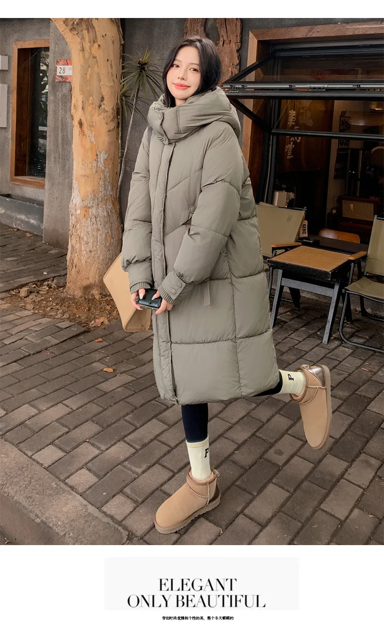 Cotton Coat Jacket Parkas Women Hooded Puffer Padded Jackets Mid Length Zipper Thick Warm Windproof Outerwear Overcoat Winter