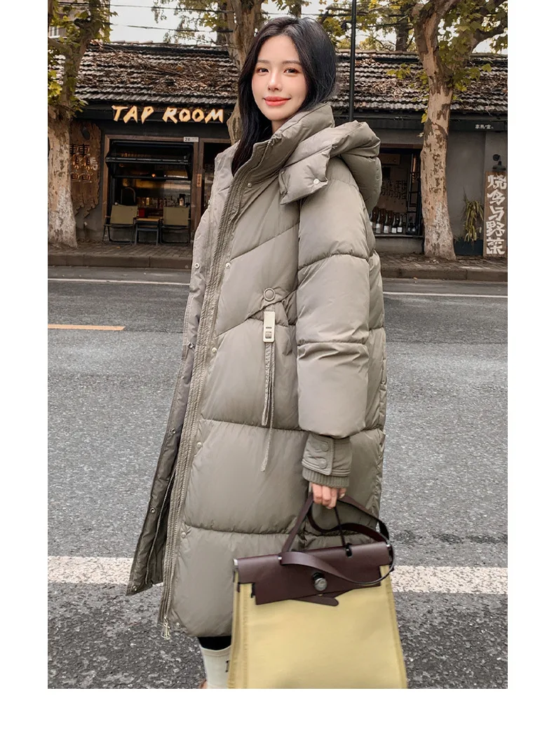 Cotton Coat Jacket Parkas Women Hooded Puffer Padded Jackets Mid Length Zipper Thick Warm Windproof Outerwear Overcoat Winter