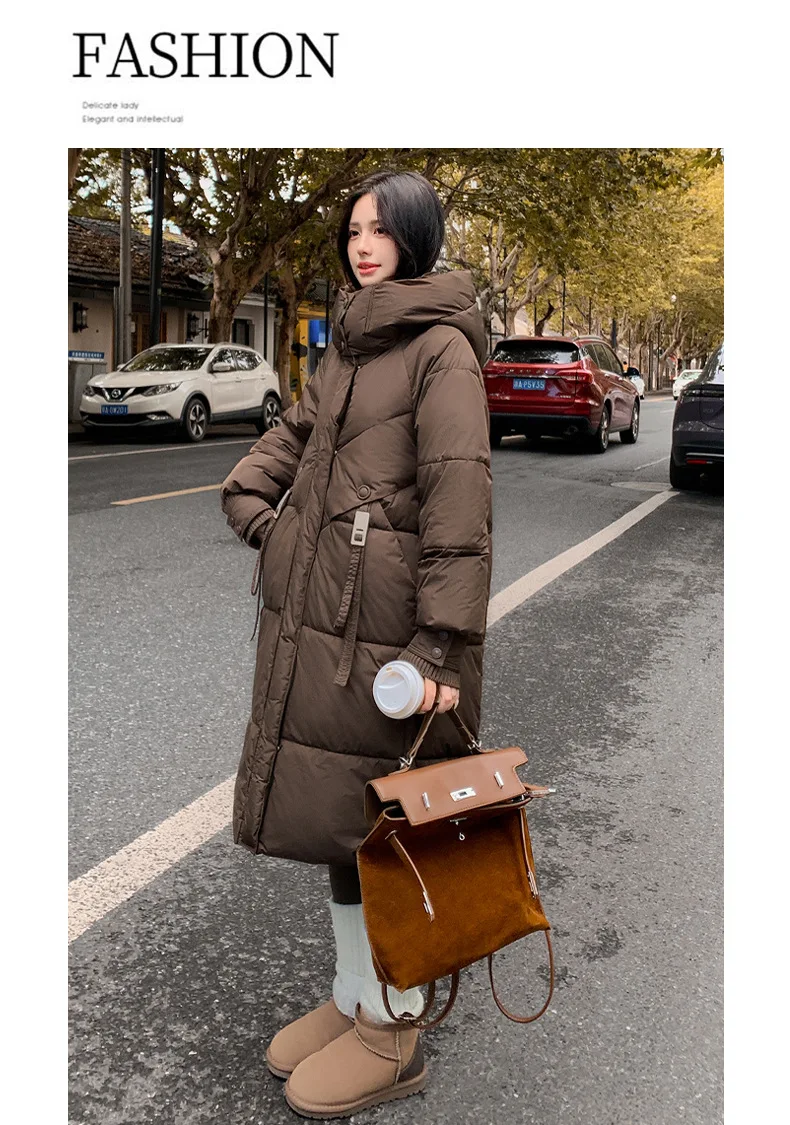 Cotton Coat Jacket Parkas Women Hooded Puffer Padded Jackets Mid Length Zipper Thick Warm Windproof Outerwear Overcoat Winter