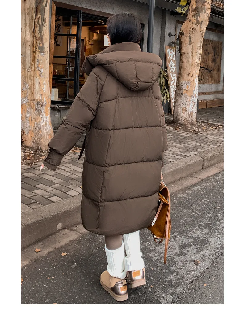 Cotton Coat Jacket Parkas Women Hooded Puffer Padded Jackets Mid Length Zipper Thick Warm Windproof Outerwear Overcoat Winter