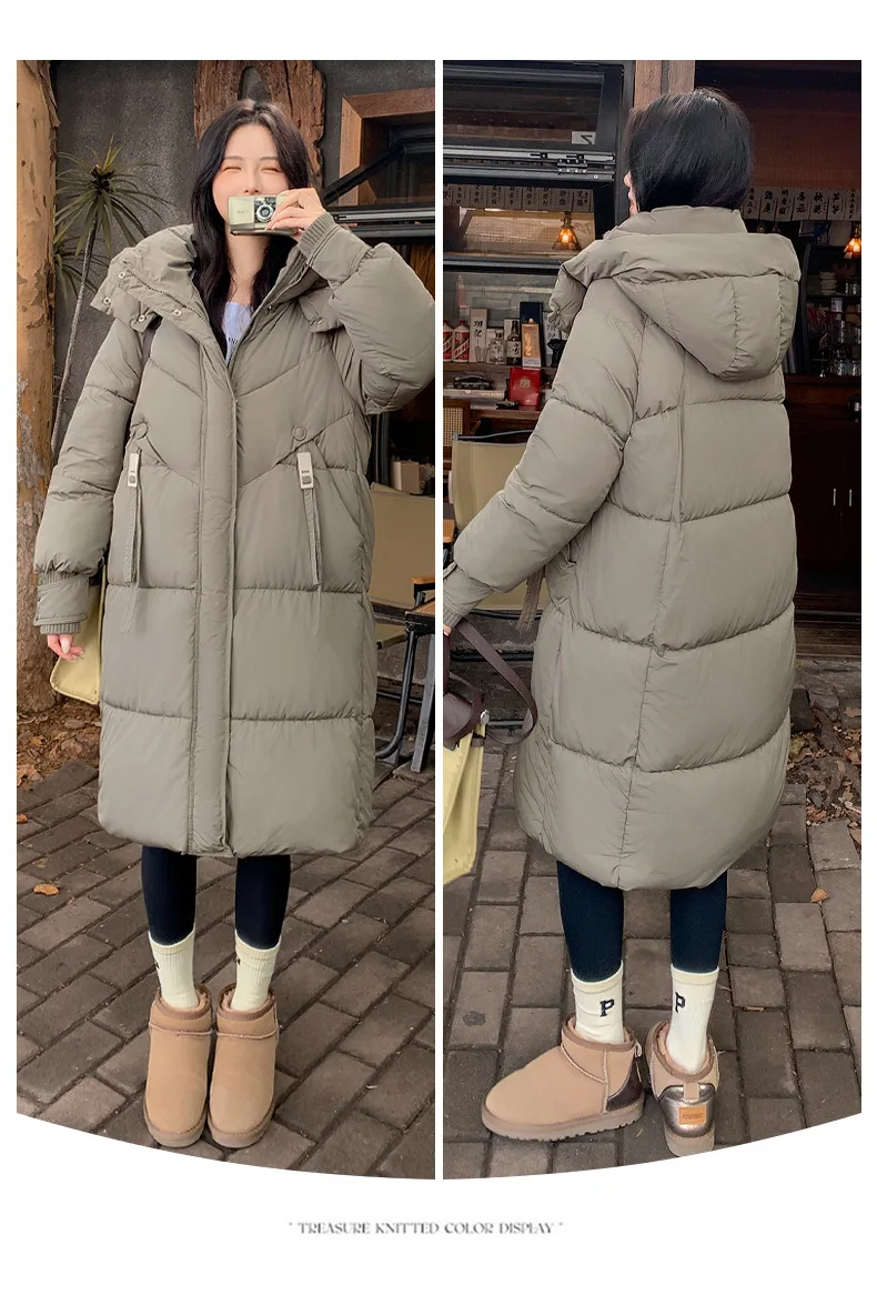 Cotton Coat Jacket Parkas Women Hooded Puffer Padded Jackets Mid Length Zipper Thick Warm Windproof Outerwear Overcoat Winter