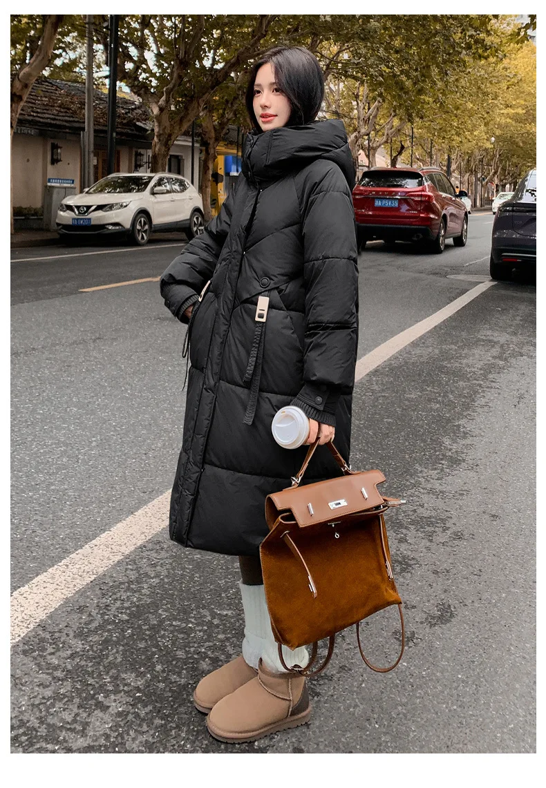 Cotton Coat Jacket Parkas Women Hooded Puffer Padded Jackets Mid Length Zipper Thick Warm Windproof Outerwear Overcoat Winter