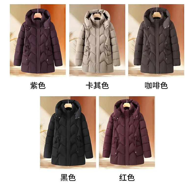 Winter Thick Hooded Puffer Coat Women Parkas XL-5XL Windproof Russian Cold Weather Snow Jacket Middle Aged Mom Outerwear Cozy