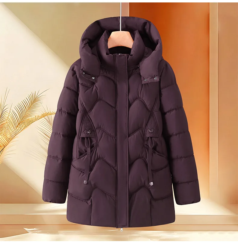 Winter Thick Hooded Puffer Coat Women Parkas XL-5XL Windproof Russian Cold Weather Snow Jacket Middle Aged Mom Outerwear Cozy
