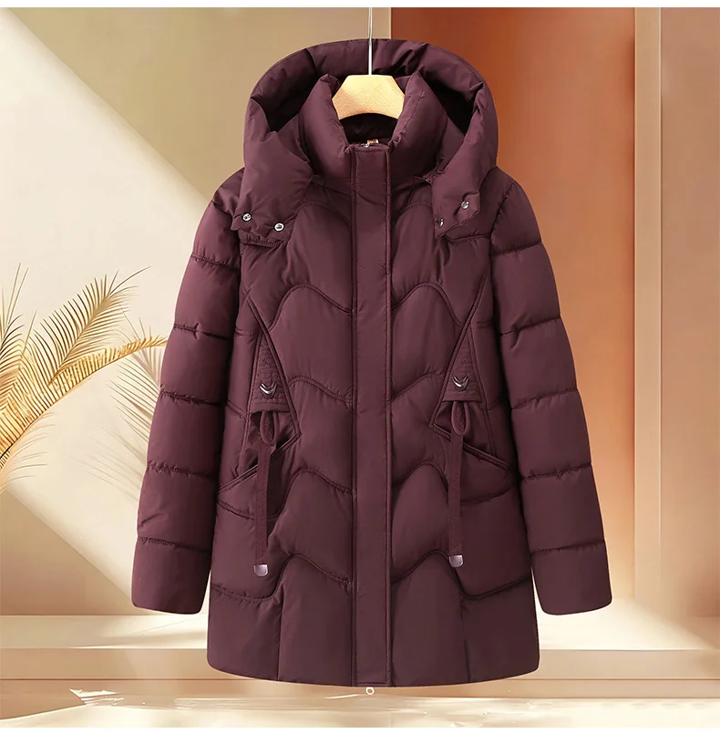 Winter Thick Hooded Puffer Coat Women Parkas XL-5XL Windproof Russian Cold Weather Snow Jacket Middle Aged Mom Outerwear Cozy