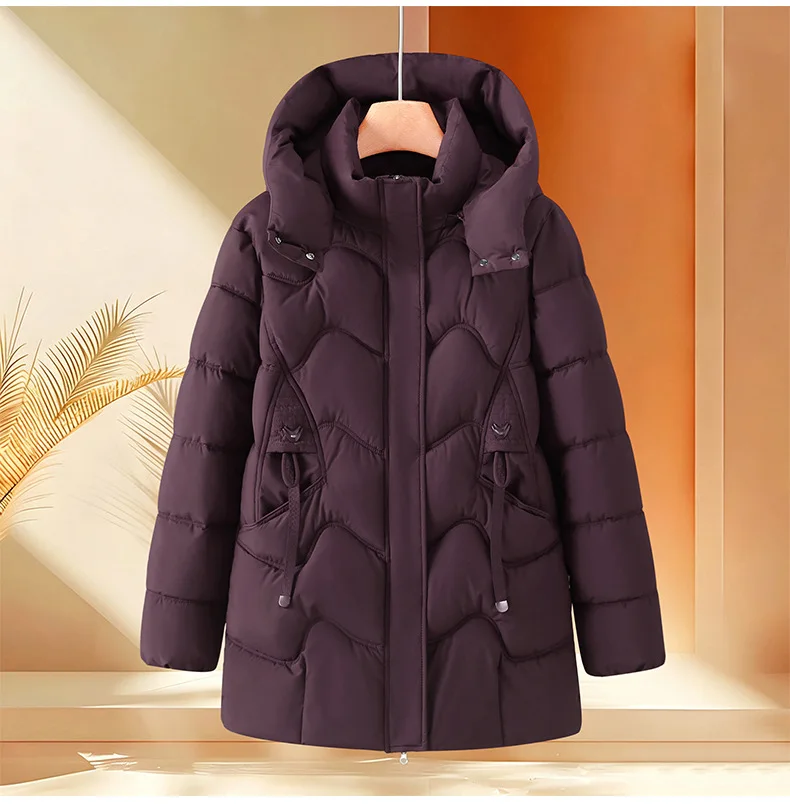 Winter Thick Hooded Puffer Coat Women Parkas XL-5XL Windproof Russian Cold Weather Snow Jacket Middle Aged Mom Outerwear Cozy