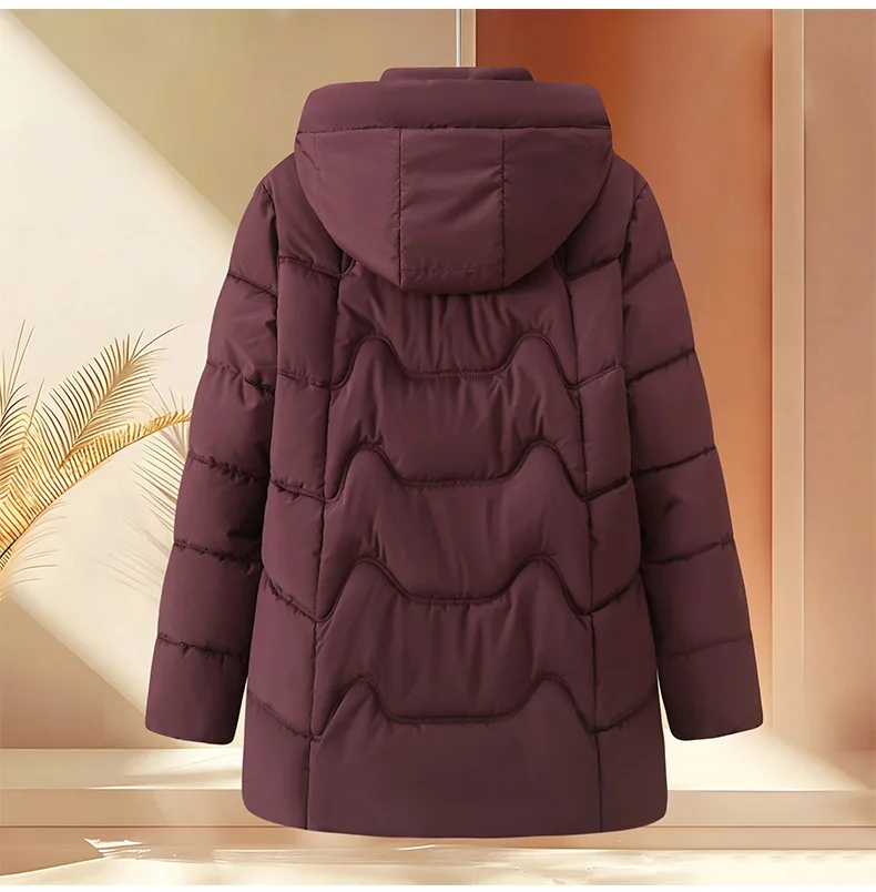 Winter Thick Hooded Puffer Coat Women Parkas XL-5XL Windproof Russian Cold Weather Snow Jacket Middle Aged Mom Outerwear Cozy