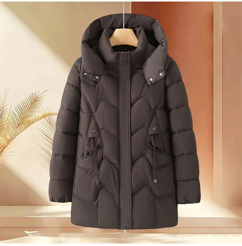 Winter Thick Hooded Puffer Coat Women Parkas XL-5XL Windproof Russian Cold Weather Snow Jacket Middle Aged Mom Outerwear Cozy