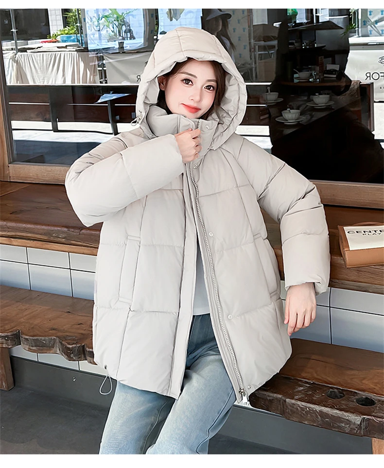 Women Reversible 2 Sides Wear Long Parkas Female Faux Fur Collar Hooded Coat With Drawstring Waist Winter Thick Outerwear Pike