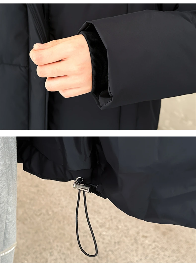 Women Reversible 2 Sides Wear Long Parkas Female Faux Fur Collar Hooded Coat With Drawstring Waist Winter Thick Outerwear Pike