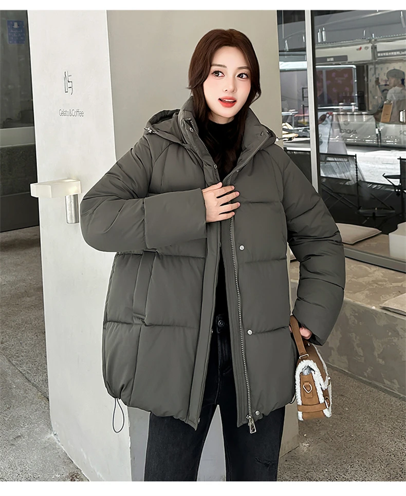 Women Reversible 2 Sides Wear Long Parkas Female Faux Fur Collar Hooded Coat With Drawstring Waist Winter Thick Outerwear Pike