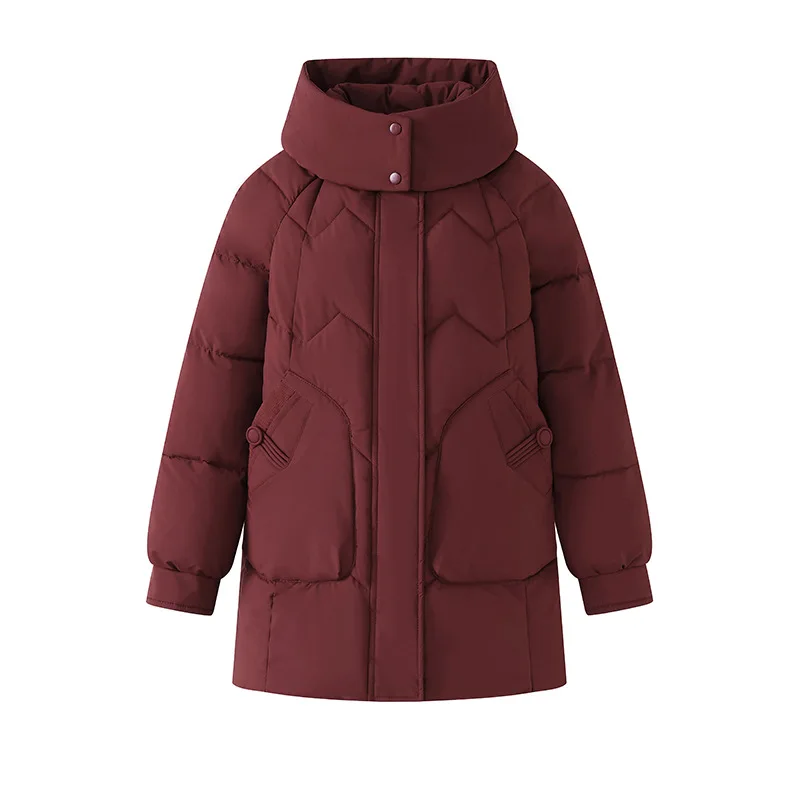 Winter Hooded Puffer Quilted Jackets New Women Loose Warm Thickened Zipper Solid Windproof Pockets Cold Weather Female Outerwear