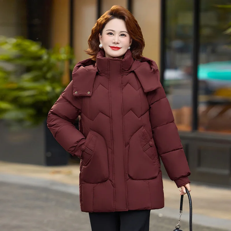 Winter Hooded Puffer Quilted Jackets New Women Loose Warm Thickened Zipper Solid Windproof Pockets Cold Weather Female Outerwear