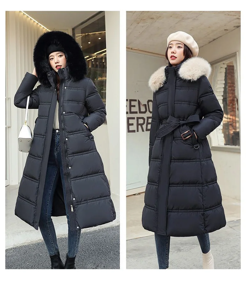 Fur Collar Windbreaker Down Coat Women Parkas 2027 Cotton-Padded Jacket Winter New Fashion Female Long Thick Warm Overwear Tops