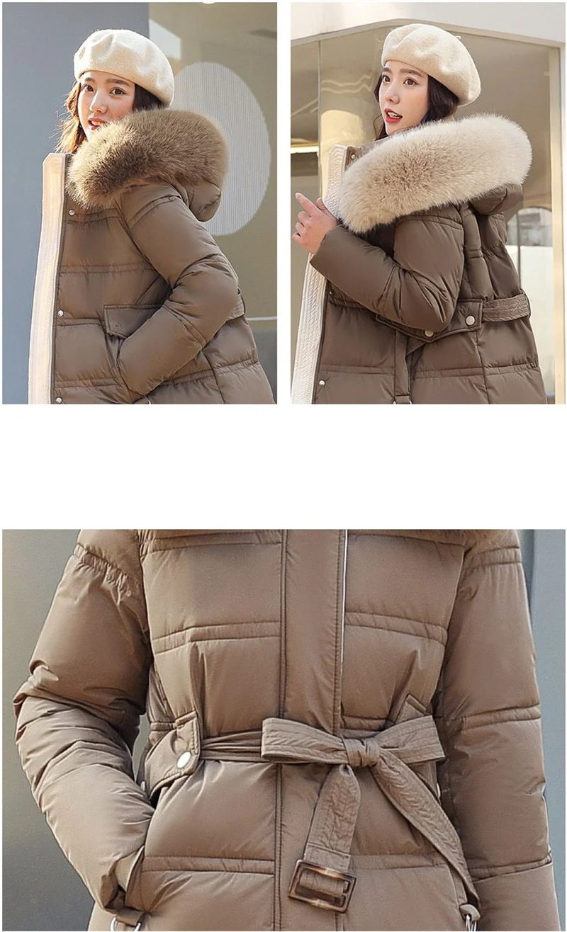 Fur Collar Windbreaker Down Coat Women Parkas 2027 Cotton-Padded Jacket Winter New Fashion Female Long Thick Warm Overwear Tops