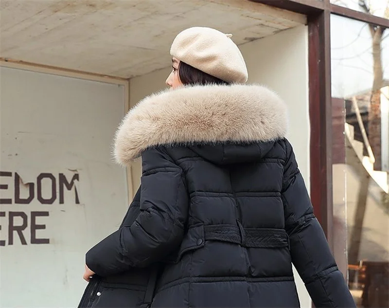 Fur Collar Windbreaker Down Coat Women Parkas 2027 Cotton-Padded Jacket Winter New Fashion Female Long Thick Warm Overwear Tops