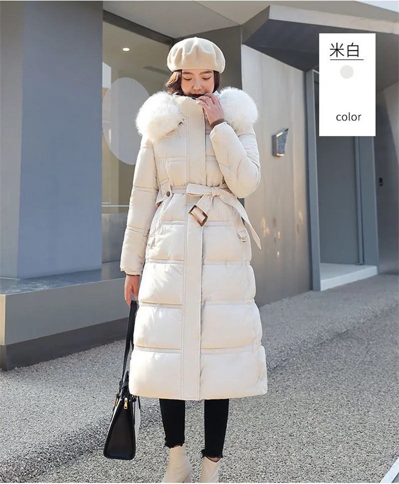 Fur Collar Windbreaker Down Coat Women Parkas 2027 Cotton-Padded Jacket Winter New Fashion Female Long Thick Warm Overwear Tops