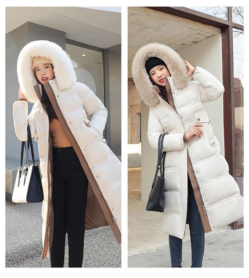 Fur Collar Windbreaker Down Coat Women Parkas 2027 Cotton-Padded Jacket Winter New Fashion Female Long Thick Warm Overwear Tops