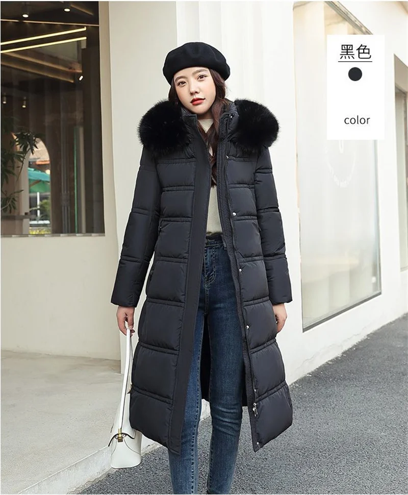 Fur Collar Windbreaker Down Coat Women Parkas 2027 Cotton-Padded Jacket Winter New Fashion Female Long Thick Warm Overwear Tops