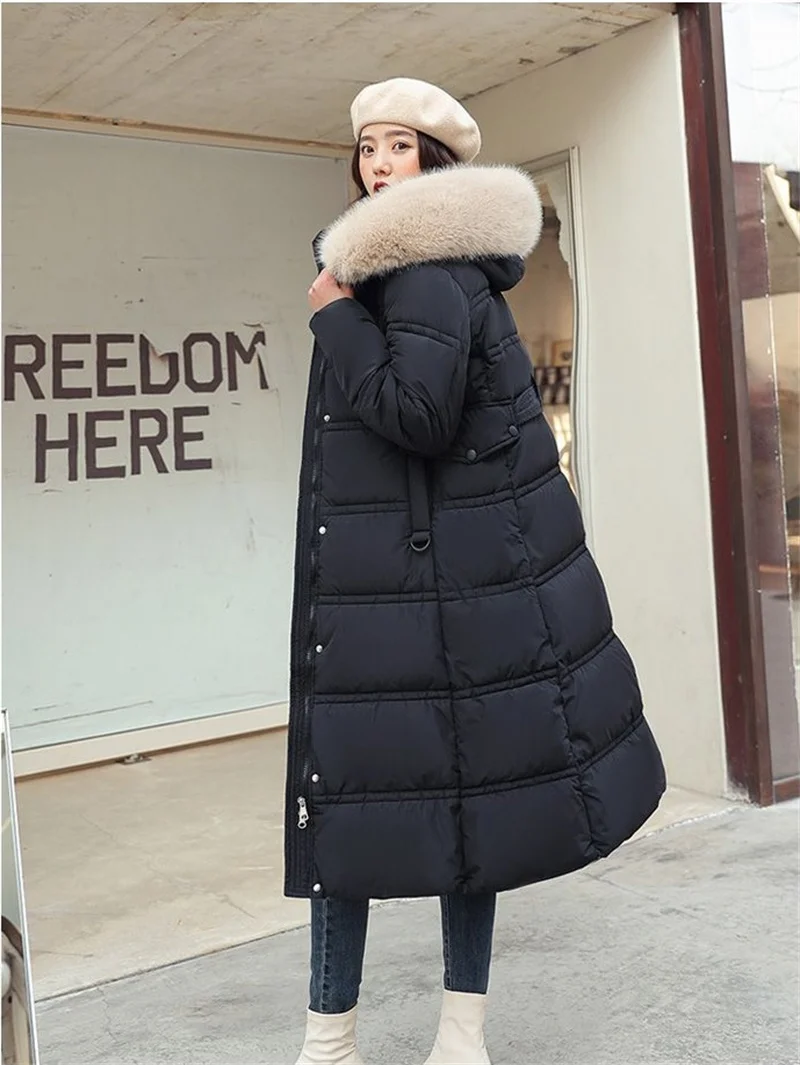 Fur Collar Windbreaker Down Coat Women Parkas 2027 Cotton-Padded Jacket Winter New Fashion Female Long Thick Warm Overwear Tops
