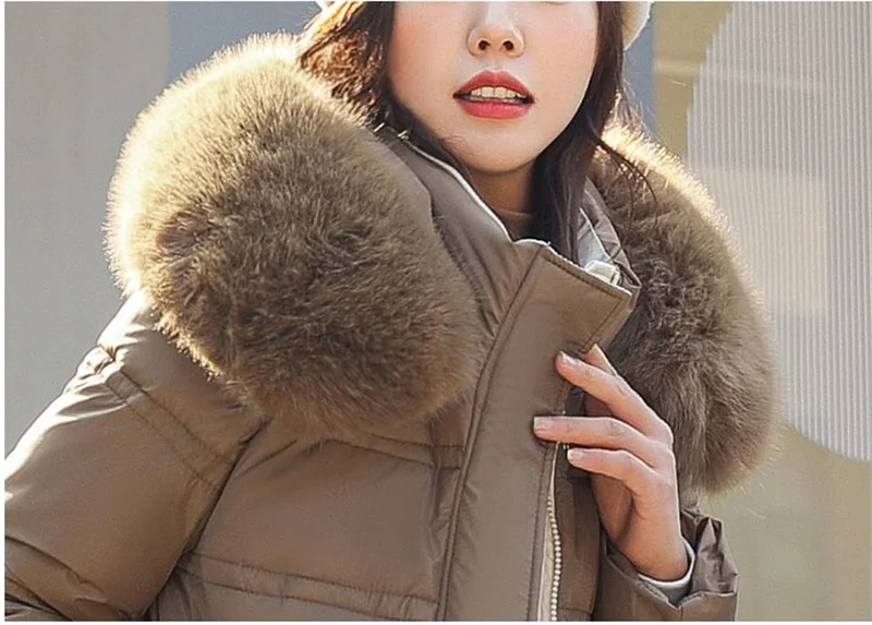 Fur Collar Windbreaker Down Coat Women Parkas 2027 Cotton-Padded Jacket Winter New Fashion Female Long Thick Warm Overwear Tops